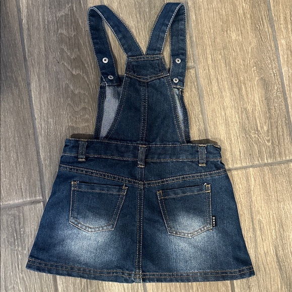 DKNY Kids Dark Blue Denim Overall Skirt with DKNY Silver Buttons. Obviously EUC - Picture 2 of 6